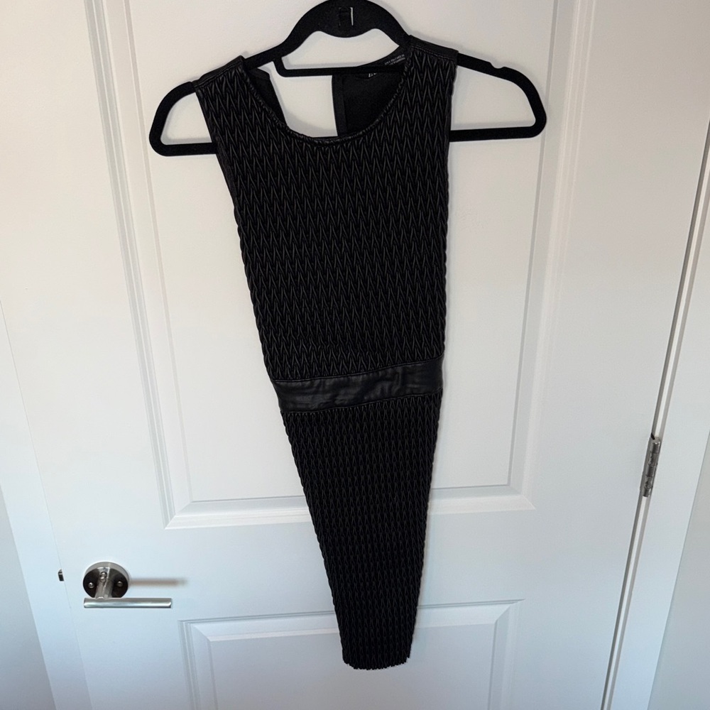 Zara Black Textured Midi Dress
